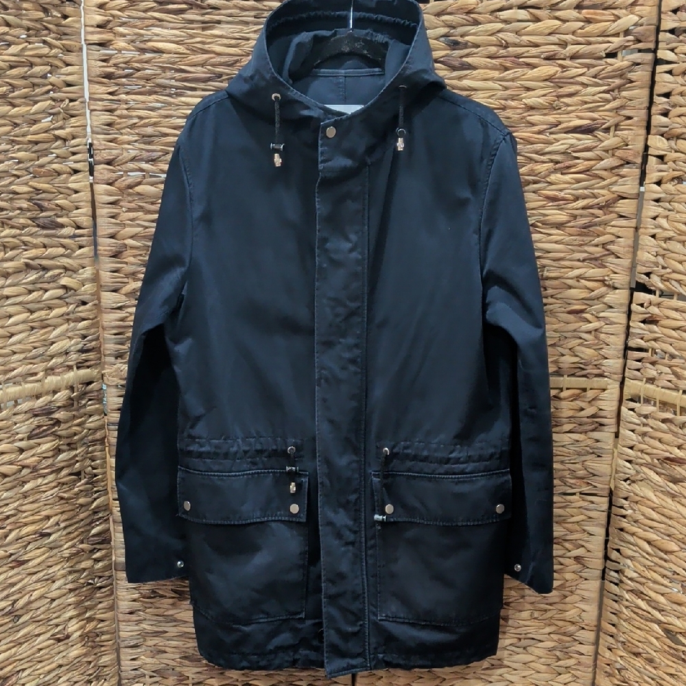Sandro Men's Black Hooded Parka Jacket